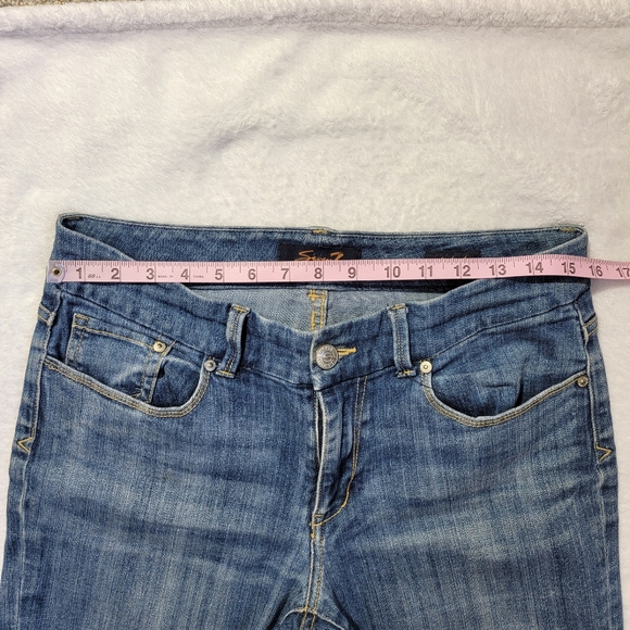 Seven 7 Boot Cut Denim Jeans Mid Rise Logo Pockets Size 8 - Picture 11 of 14